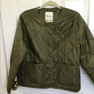 Madewell olive colored quilted jacket